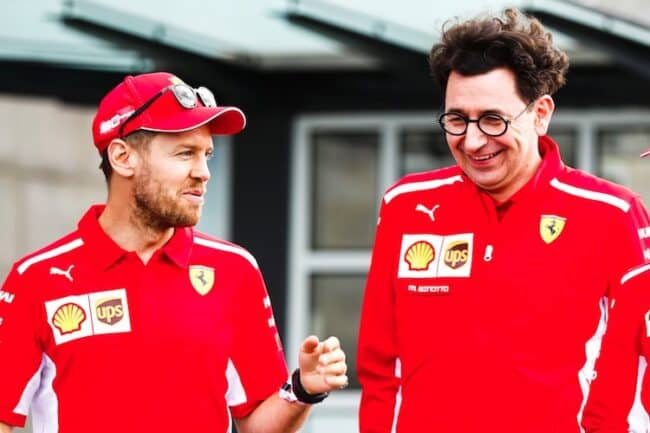 Sebastian Vettel e Mattia Binotto.